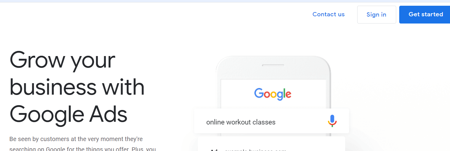Google ads page