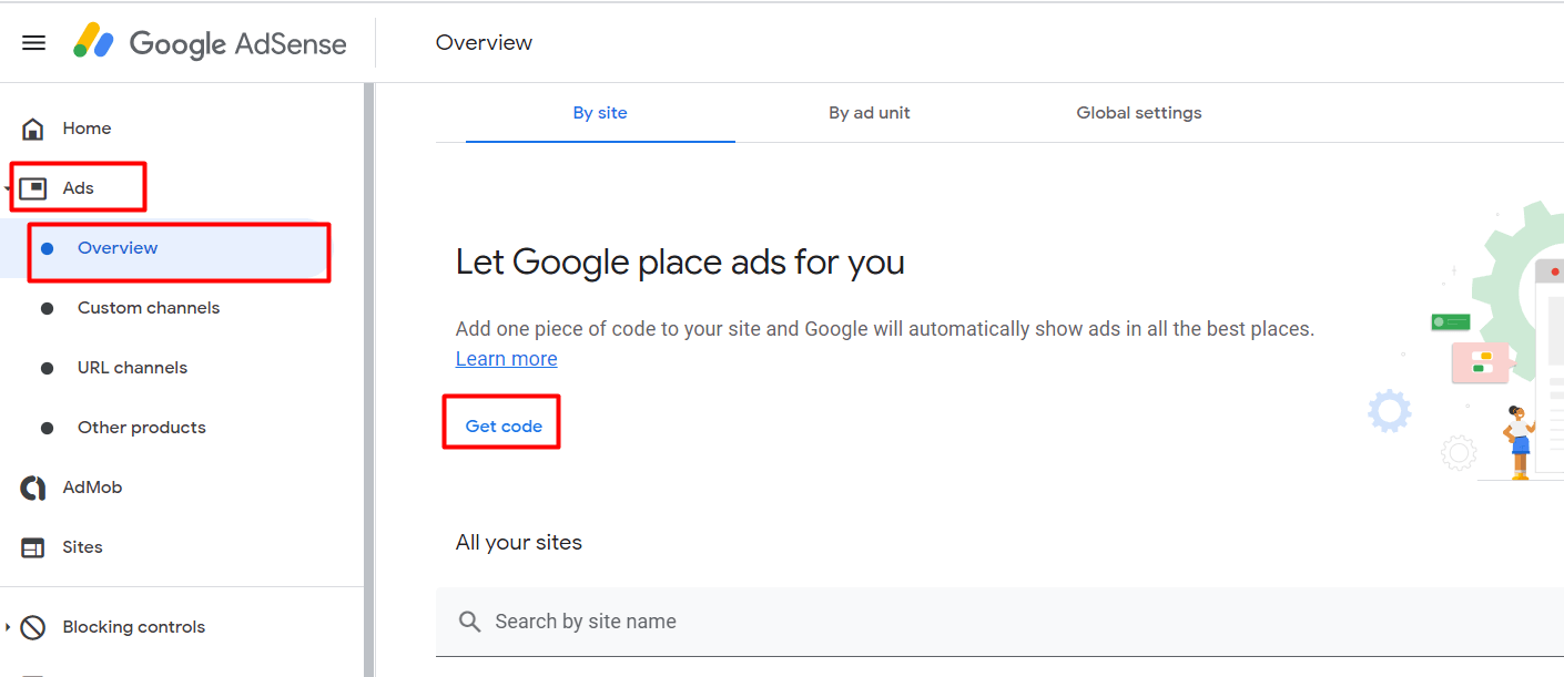 google adsense placing ad page