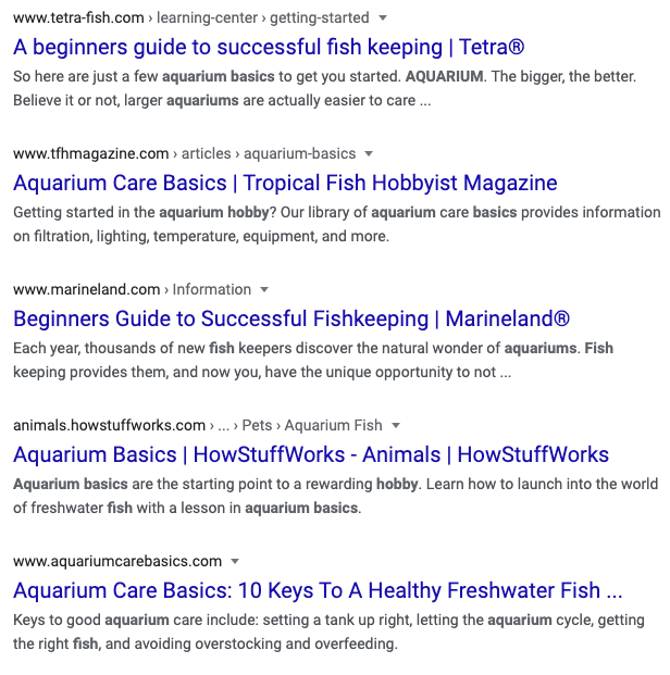 basics of aquarium hobby keyword search