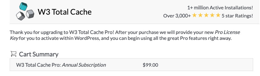 W3 Total cache pricing