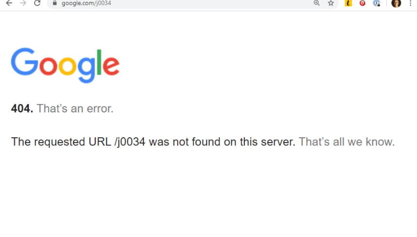 google 404 error