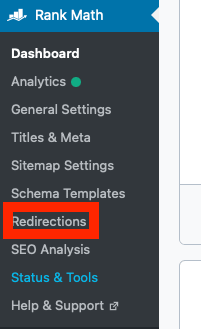 Rankmath redirections