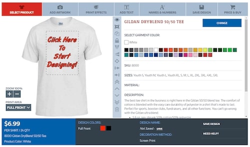 T shirt demo in a theme page