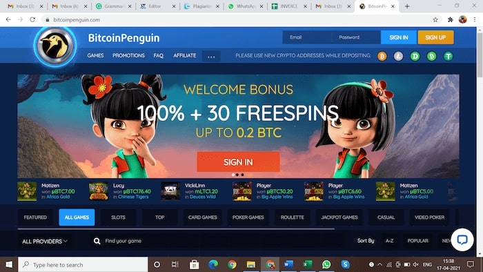 Bitcoin Penguin Home page