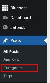 wordpress side bar menu screenshot