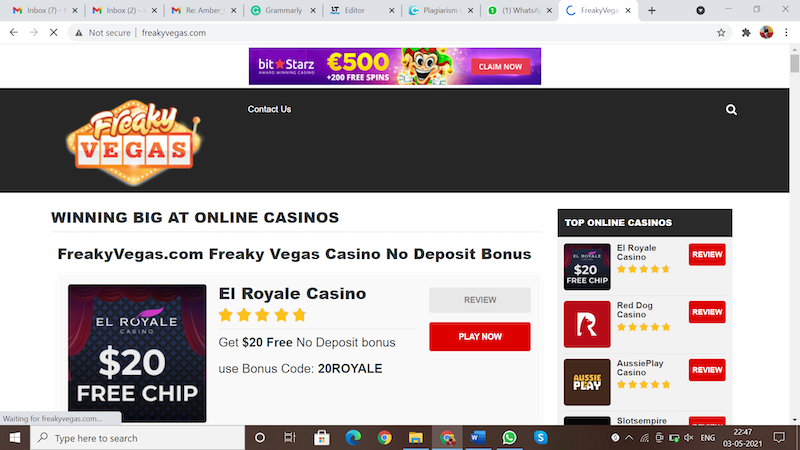 Freaky Vegas Casino Home Page
